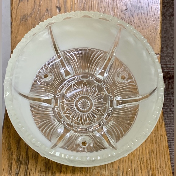 1920s 1930s Antique Art Deco Frosted Glass 3 Hole Canopy Light Shade Diffuser - Picture 10 of 16